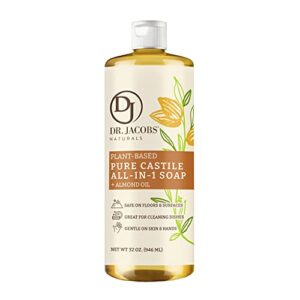 dr. jacobs naturals all-purpose castile cleaner – natural, sulfate-free, and plant-based formula for safe and effective cleaning of household surfaces, floors and appliances. all-in-one soap (almond honey)