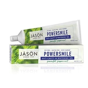 jĀsÖn powersmile anti-cavity & whitening gel, powerful peppermint, 6 oz