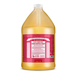 dr. bronner’s – pure-castile liquid soap (rose, 1 gallon) – made with organic oils, 18-in-1 uses: face, body, hair, laundry, pets and dishes, concentrated, vegan, non-gmo