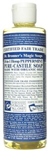 dr. bronners peppermint castile liquid soap 8oz. (3 pack)