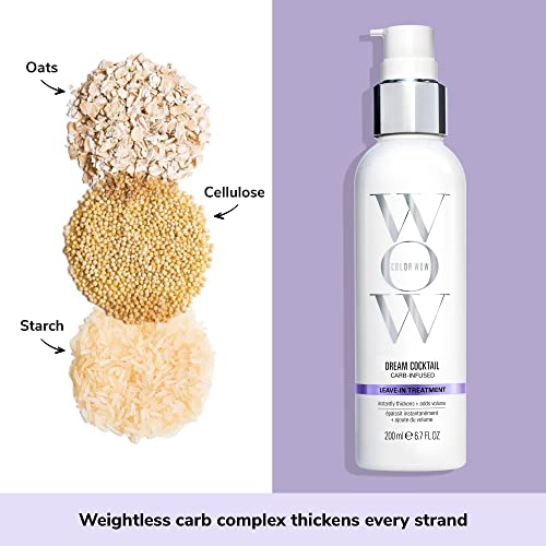 Color Wow Dream Cocktail Carb Infused – Leave in thickening treatment with heat protection; turns fine, thin, limp hair into thicker, fuller hair in a single blow dry