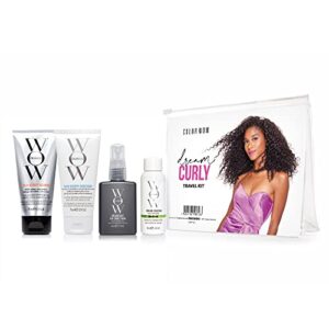 color wow dream curly travel size kit – color security shampoo & conditioner (2.5 oz), dream cocktail kale infused (1.7 oz) & dream coat for curly hair (1.7 oz). the ultimate curl collection