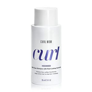 curl wow hooked 100% clean shampoo with root-locking technology – rich-lathering, sulfate-free formula leaves no residues + helps anchor hair to stop shedding