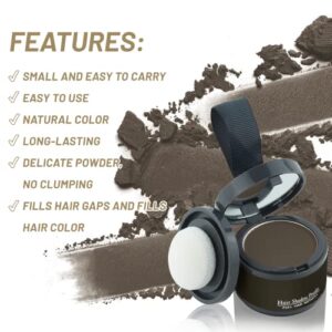 VOLLUCK Root Touch Up Hair Powder Root Cover Up Hairline Shadow Powder Stick, Root Touch Up Dark Brown for Thinning Hair for Women and Men, Bald Spots, Eyebrows, Beard Line, Dark-Brown