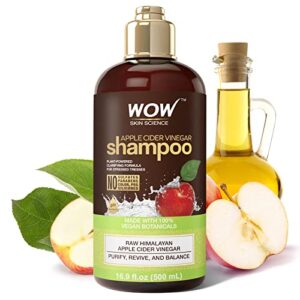 wow skin science apple cider vinegar shampoo – hair growth shampoo for thinning hair, hair loss & dandruff shampoo – parabens & sulfate free shampoo – clarifying shampoo for build up purifying shampoo
