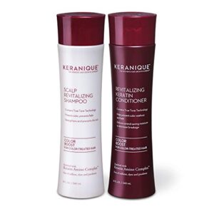 keranique color boost scalp revitalizing keratin shampoo for color treated hair | keratin hair treatment | keratin amino complex, free of sulfates, dyes and parabens, 8 fl oz (pack of 2)