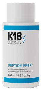 k18 peptide prep cleansing ph maintenance color safe shampoo for daily use – powerful yet non-stripping formula is designed with an optimized ph, 8.5 fl oz