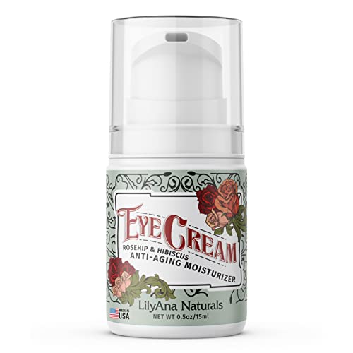 LilyAna Naturals Eye Cream - Eye Cream for Dark Circles and Puffiness, Under Eye Cream, Anti Aging Eye Cream Reduce Fine Lines and Wrinkles, Rosehip and Hibiscus Botanicals - 0.5oz