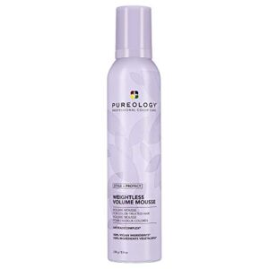 pureology style + protect weightless volume mousse | for fine, color-treated hair | lightweight, volumizing mousse | sulfate-free | vegan | updated packaging | 8.4 oz. |