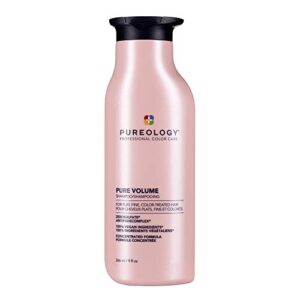pureology pure volume shampoo | for flat, fine, color-treated hair | adds lightweight volume | sulfate-free | vegan | updated packaging | 9 fl. oz