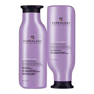 pureology hydrate sheer nourishing shampoo | for fine, dry color treated hair | sulfate-free | silicone-free | vegan