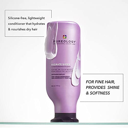 Pureology Hydrate Sheer Nourishing Conditioner | For Fine, Dry Color Treated Hair | Sulfate-Free | Vegan