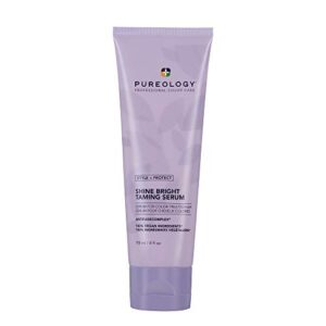 pureology style + protect shine bright taming serum | for color-treated hair | shine-enhancing, smoothing hair serum | sulfate-free | vegan | updated packaging | 4 fl. oz. |