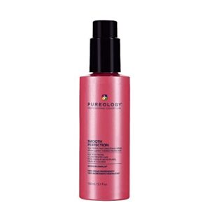 pureology smooth perfection smoothing serum | for normal to thick, frizzy hair | smooths hair & protects against heat damage | sulfate free | vegan | updated packaging | 5 fl. oz. |