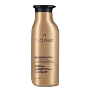 pureology nanoworks gold shampoo | for very dry, color-treated hair | renews softness & shine | sulfate-free | vegan- 9 fl oz
