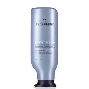 pureology strength cure blonde purple conditioner for blonde & lightened color-treated hair, 9 fl oz