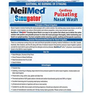 NeilMed Sinugator Cordless Pulsating Nasal Wash Kit with One Irrigator, 30 Premixed Packets and 3 AA Batteries(Pack of 1)