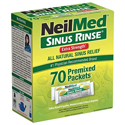 NeilMed's Sinus Rinse Extra Strength Pre-Mixed Hypertonic Packets-for Sinus Relief, 70 Count Box (Pack of 2)