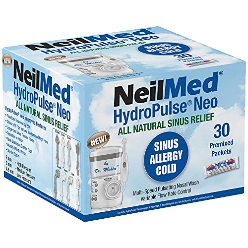 NeilMed HydroPulse Neo. Multi-Speed Electric Pulsating Nasal Sinus Irrigation System with 30 Sinus Rinse Premixed Packets.