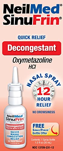 NeilMed SinuFrin Decongestant 12 Hour Nasal Congestion Relief Spray - 30mL Bonus Pack