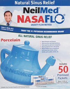 neilmed nasaflo porcelain neti pot, 50 count (packaging may vary)