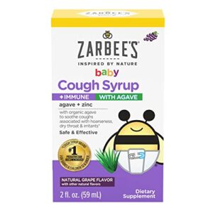 zarbee’s baby cough syrup + immune with organic agave + zinc natural grape flavor 2 fl oz