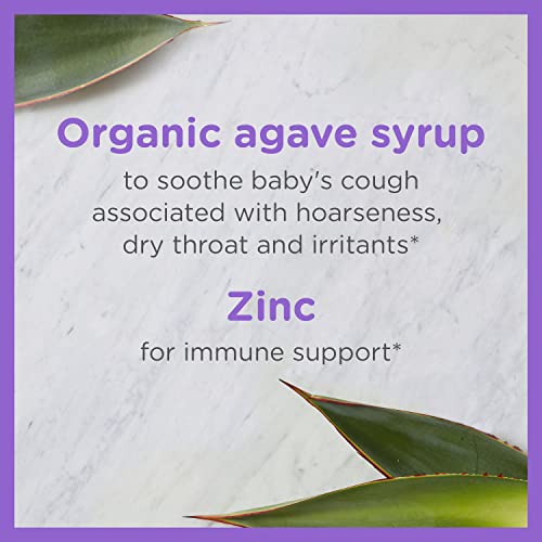 Zarbee's Baby Cough Syrup + Immune with Organic Agave + Zinc Natural Grape Flavor 2 Fl Oz