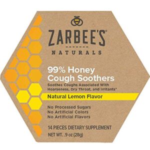 zarbee’s naturals 99% honey cough soothers, lemon flavor, 14 count