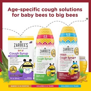 Zarbee's Kids All-in-One Daytime Cough for Children 6-12 with Dark Honey, Turmeric, B-Vitamins & Zinc, #1 Pediatrician Recommended, Drug & Alcohol-Free, Grape Flavor, 8FL Oz