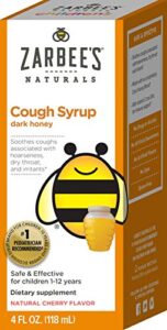 zarbee’s naturals children’s cough syrup with dark honey, natural cherry flavor, 4 ounce bottle