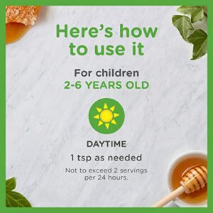 Zarbee's Kids Cough + Mucus Daytime for Children 2-6 with Dark Honey, Ivy Leaf, Zinc & Elderberry, 1 Pediatrician Recommended, Drug & Alcohol-Free, Mixed Berry Flavor, 8FL Oz