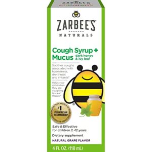 zarbee’s naturals children’s grape cough syrup + mucus relief – 4 oz