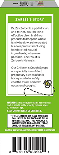 Zarbee's Natural Children's Cough Syrup + Mucus With Dark Honey Natural Grape Flavor- 4oz, Pack of 3