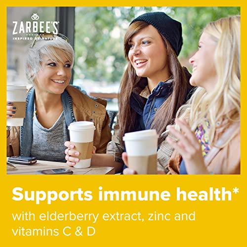 Zarbee's Adult Daytime Cough Syrup + Immune With Honey, Real Elderberry, Vitamin C, D & Zinc For Immune support, Drug & Alcohol-Free, Gluten-Free, Ages 12+, Natural Berry Flavor, 8 Fl. Oz,Liquid