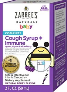 zarbee’s naturals complete baby cough syrup immune with agave/thyme & elderberry, 2 fl oz (pack of 1)