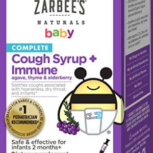 Zarbee's Naturals Complete Baby Cough Syrup Immune with Agave/Thyme & Elderberry, 2 Fl Oz (Pack of 1)