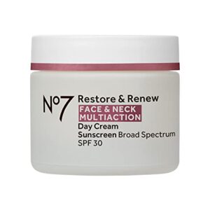 no7 restore & renew multi action face & neck spf 30 day cream – firming cream for face & neck – emblica & vitamin c brightening moisturizer with skin hydrating hyaluronic acid (50ml)
