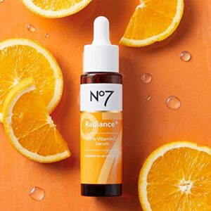 No7 Radiance+ 15% Vitamin C Serum - Face Serum for Glowing Skin - Re-energizing Vitamin C Facial Serum for Dull Skin - Skin Care Serum for Daily Use (0.84 oz)