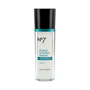 no7 protect & perfect intense advanced serum – rice protein & alfalfa complex for fine lines and wrinkles – anti aging facial serum with matrix 3000+ technology – bottle (30 ml)