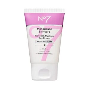 no.7 no7 menopause skincare protect & hydrate day cream – spf 30 facial moisturizer with green tea + niacinamide for smoother & brighter skin – menopause support skincare with vitamin c (1.69 fl oz)