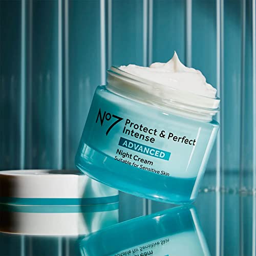 No7 Protect & Perfect Intense Advanced Night Cream - Vitamin E & Shea Butter Face Cream - Fine Line Reducing Moisturizer with Collagen Peptide Technology (1.69 fl oz)