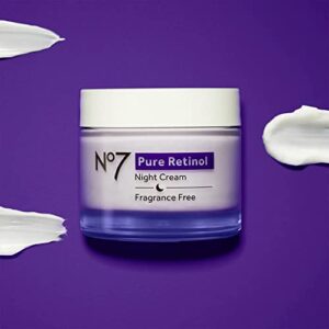 No7 Pure Retinol Night Cream - Anti Aging Night Cream with Collagen Peptides to Reduce Fine Lines and Wrinkles - Fragrance Free Retinol Cream for All Skin Types (1.69 fl oz)