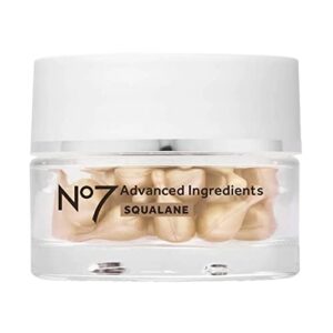 No7 Advanced Ingredients Squalane Capsules - Moisturizing Pure Squalane Oil Helps Skin Barrier Repair - Plant Derived Squalane Skin Care Capsules for Daily Use (30 Count)
