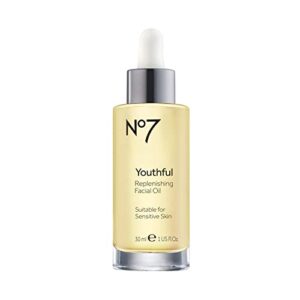 no.7 no7 youthful replenishing facial oil – nongreasy hydrating face oil for dry skin – anti aging face oil + lightweight wrinkle repair for sensitive, mature skin (30ml)