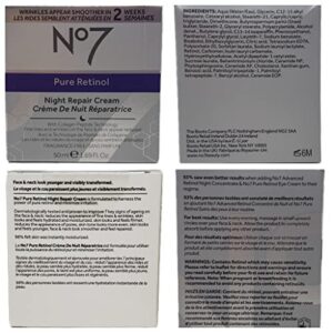 No7 Pure Retinol Skincare Bundle - Contains Pure Retinol Night Concentrate (1 fl oz), Pure Retinol Night Repair Cream (1.69 oz), and Post Retinol Soother (1.69 fl oz) - No 7 Pure Retinol Beauty Set