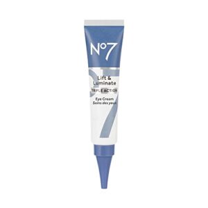 no7 lift & luminate triple action eye cream – under eye cream for dark circles and puffiness – shea butter & hyaluronic acid hydrating eye cream + antioxidant & brightening ginseng extract (15ml)