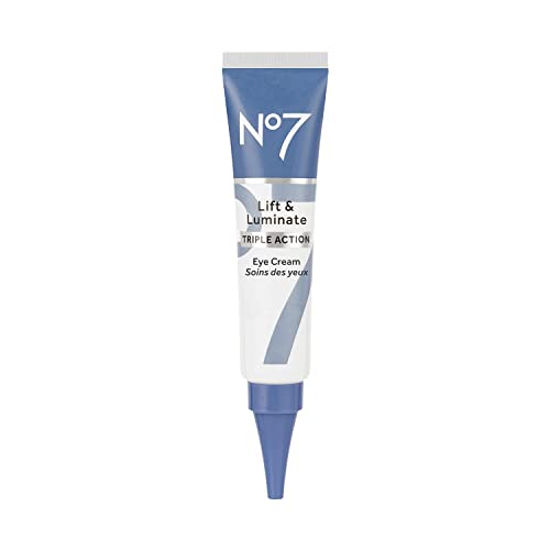 No7 Lift & Luminate Triple Action Eye Cream - Under Eye Cream for Dark Circles and Puffiness - Shea Butter & Hyaluronic Acid Hydrating Eye Cream + Antioxidant & Brightening Ginseng Extract (15ml)