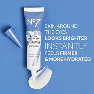 No7 Lift & Luminate Triple Action Eye Cream - Under Eye Cream for Dark Circles and Puffiness - Shea Butter & Hyaluronic Acid Hydrating Eye Cream + Antioxidant & Brightening Ginseng Extract (15ml)