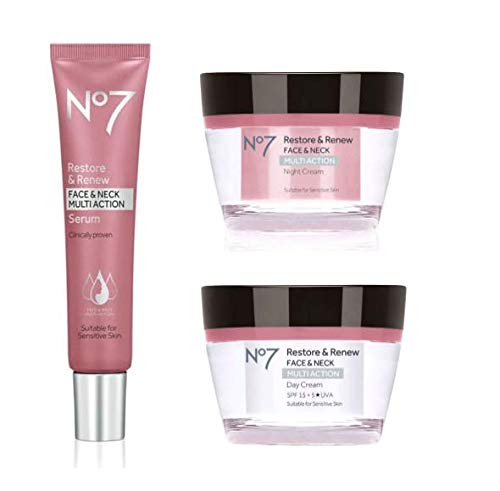 No7 Restore & Renew FACE & NECK MULTI ACTION Day/Night Creams/Serum