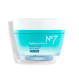 No7 Hydraluminous Water Surge Gel Cream - Face Moisturizer with Vitamin C + Vitamin E - Gel Face Cream for Dry Skin with Pollution Shield Technology (50ml)